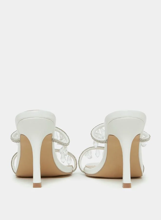 Styli Embellished Rhinestone Dangle Strap Stiletto Heels