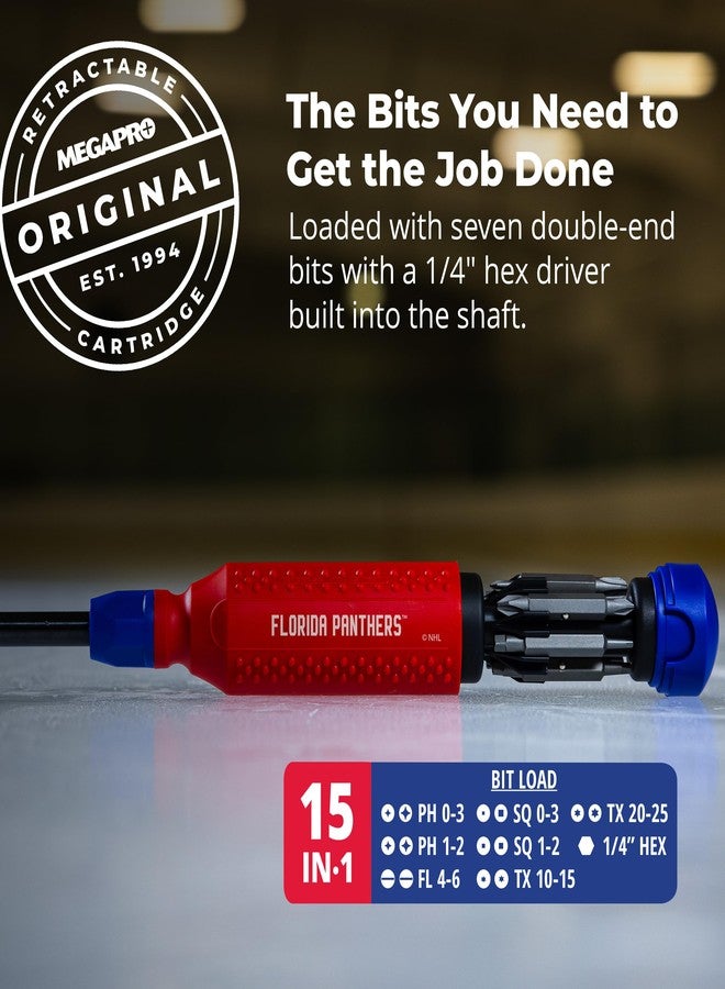 MEGAPRO® NHL® Team Edition Multi-bit Screwdriver | Officially Licensed NHL® Gear | Durable, Ergonomic, Pro-Grade Screwdriver (Florida Panthers™) - Image 3