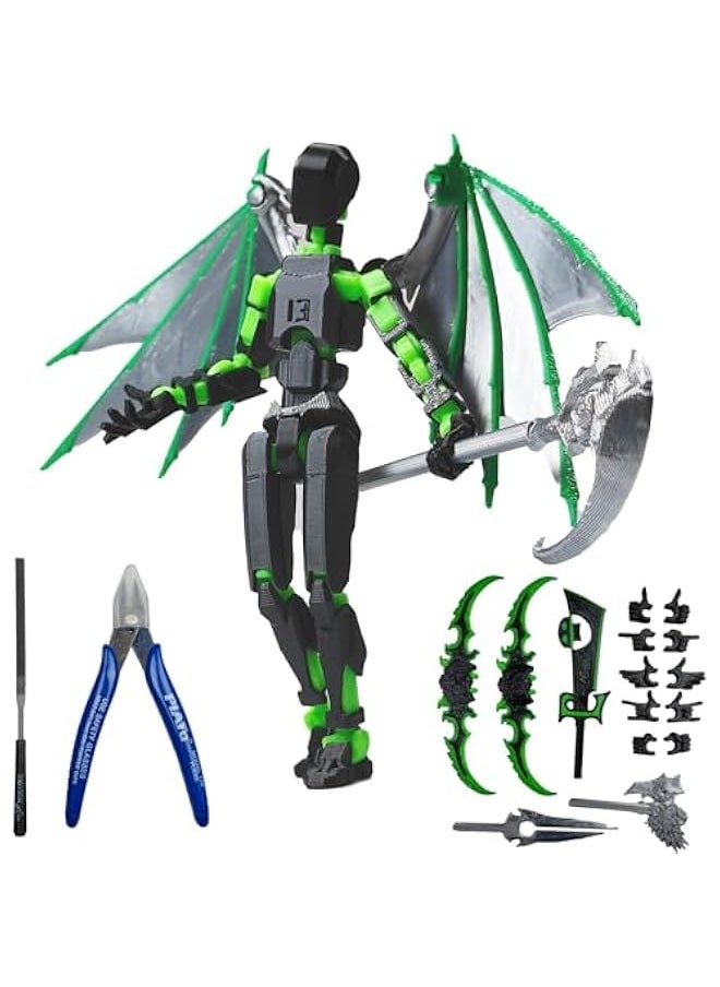 Generic - T13 Action Figure Set, Titan 13 t Action Figure 3D Printed 13 Action Figure Articulated, for Collectors Desktop Decorations, New Black Green with Tools Need Assemble - Image 1