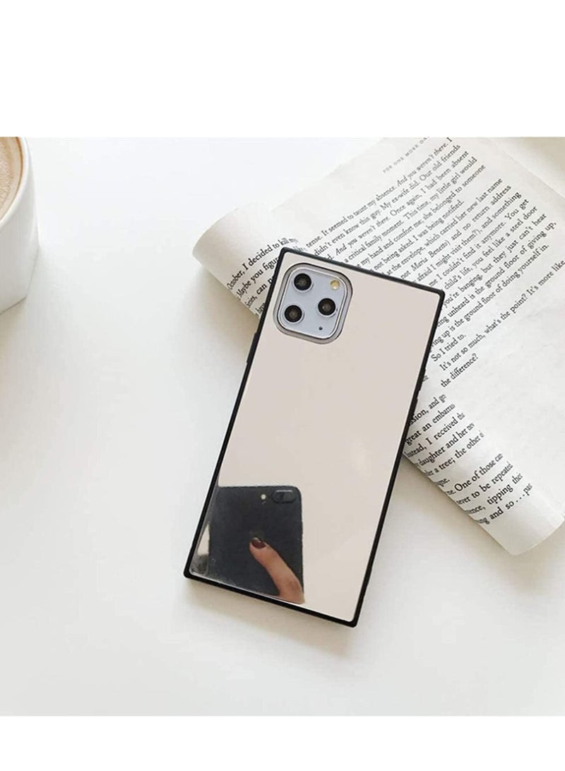 SYOSI Mirror Phone Case Square For Iphone 12 Mini Luxury Glass Glossy Shockproof Smooth Hard With Soft Silicone Bumper Tpu Frame Compatible 5.4 Inch - Image 1