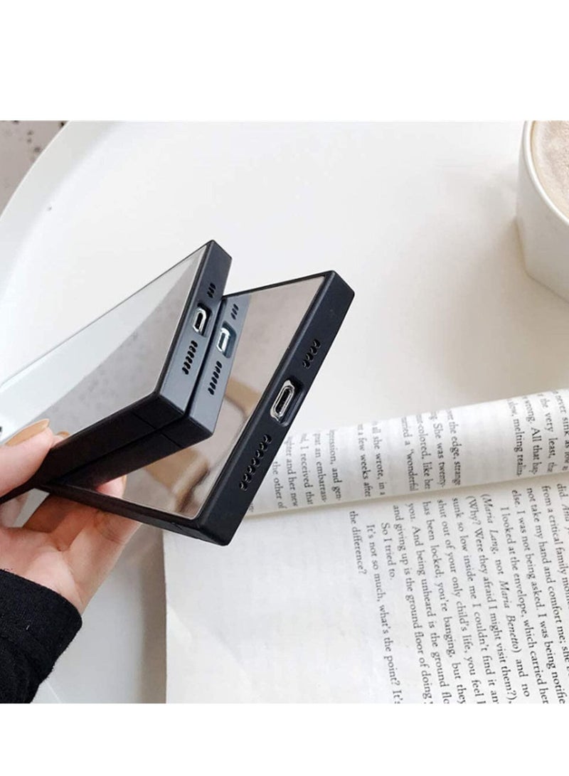 SYOSI Mirror Phone Case Square For Iphone 12 Mini Luxury Glass Glossy Shockproof Smooth Hard With Soft Silicone Bumper Tpu Frame Compatible 5.4 Inch - Image 3