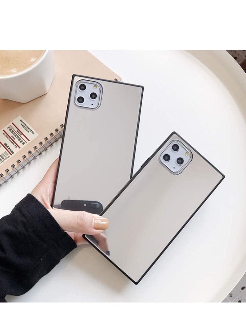SYOSI Mirror Phone Case Square For Iphone 12 Mini Luxury Glass Glossy Shockproof Smooth Hard With Soft Silicone Bumper Tpu Frame Compatible 5.4 Inch - Image 2