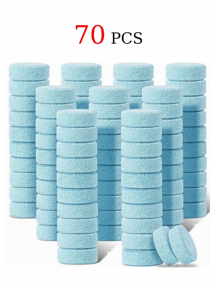 yIFeNG 70-Piece Car Windshield Washer Tablets, Car Glass Wiper Fluid Concentrated Clean Tablets, Remove Glass Stains Wiper Tablet for Car Room Kitchen Window Glass Cleaning - Image 1
