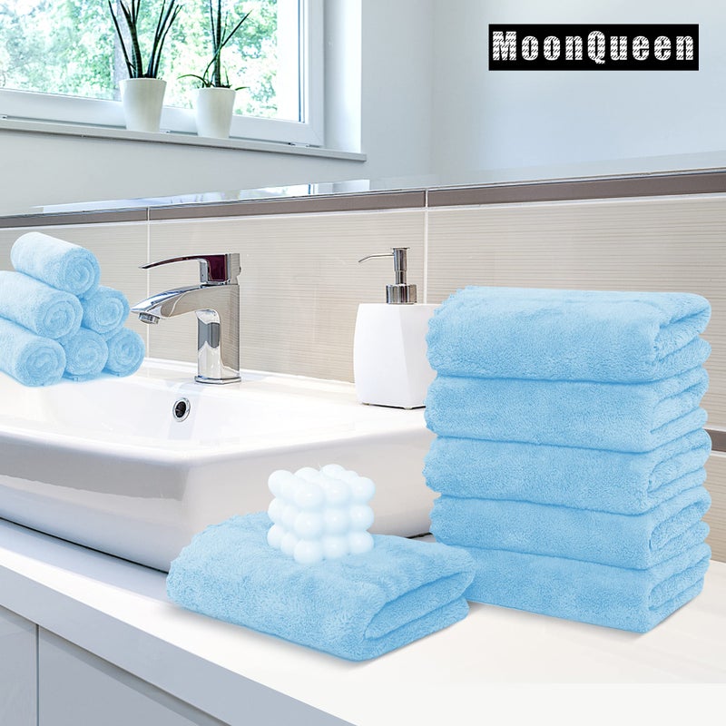 موون كوين Moonqueen 18 مناشف اليد المتميزة - تجفيف سريع - المناشف المصنوعة من الألياف الدقيقة من المناشف الامتصاصية للغاية - الاستخدام متعدد الأغراض كمنشفة يد دش في الفندق 16 × 28 بوصة (أكوامارين)  - Image 2