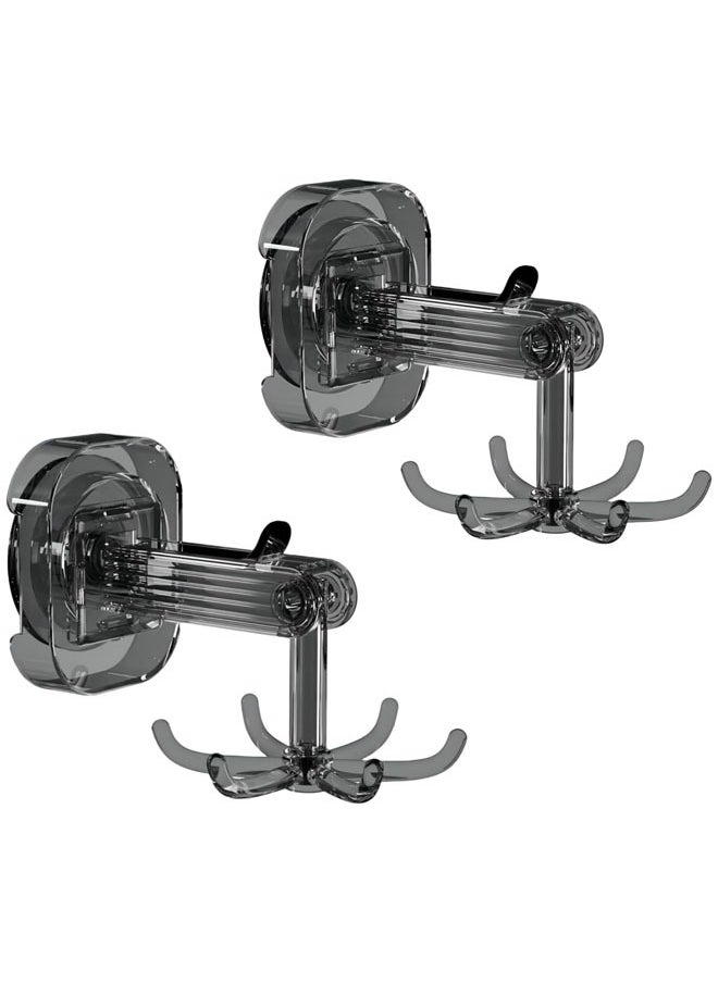 Hihonor 2 Pack Bathroom Wall and Ceiling Rotary Hook, 6 Claws Swivel Hook Shower Hanger, 360° Rotating Folding Hook, Compatible with Bathroom, Dressing Table, Entryway Storage (Transparent Grey)  - Image 1