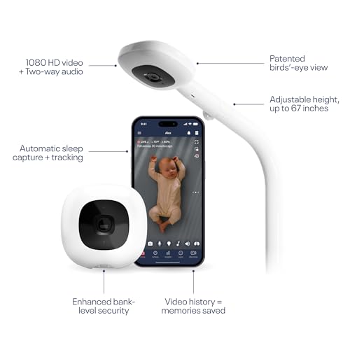 Nanit Nursery Bundle Smart Baby Monitor with Floor Stand 1080p HD WiFi Camera SensorFree Breathing Monitoring Sleep Tracking TwoWay Audio Night Vision Motion Cry Notifications White - Image 3