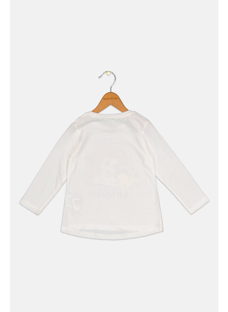 Disney Toddlers Girl Long Sleeve Graphic Print Top, White  - Image 2