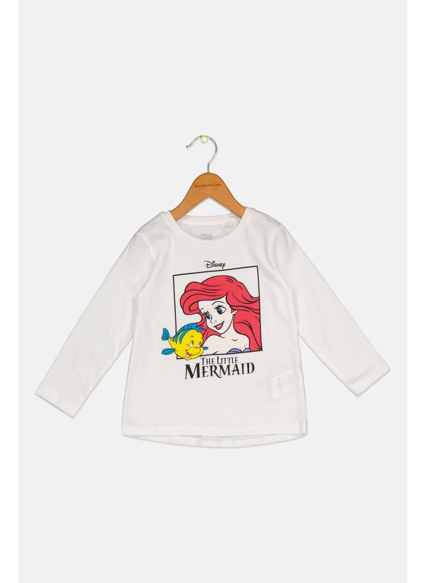 Disney Toddlers Girl Long Sleeve Graphic Print Top, White  - Image 1