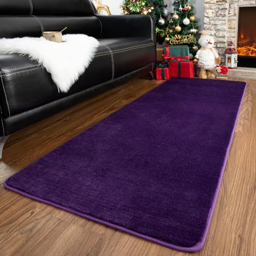 Przemy Washable Runner Rug for Bedroom Living Room, 2x6 Feet Dark Purple Memory Foam Rug, Super Soft Modern Indoor Runner Carpet for Hallway Bedside Kids Room Girls Boys Dorm Nursery Decor Mat - Image 2