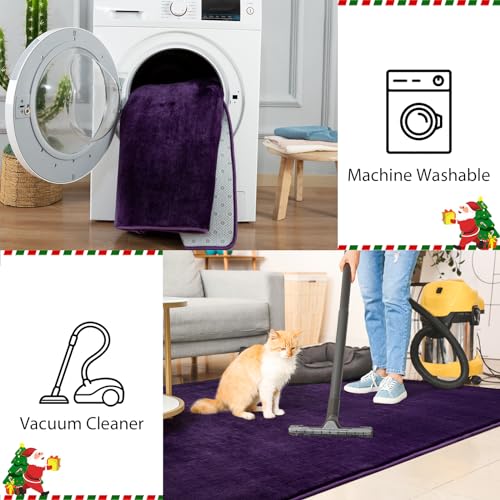 Przemy Washable Runner Rug for Bedroom Living Room, 2x6 Feet Dark Purple Memory Foam Rug, Super Soft Modern Indoor Runner Carpet for Hallway Bedside Kids Room Girls Boys Dorm Nursery Decor Mat - Image 5