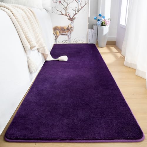 Przemy Washable Runner Rug for Bedroom Living Room, 2x6 Feet Dark Purple Memory Foam Rug, Super Soft Modern Indoor Runner Carpet for Hallway Bedside Kids Room Girls Boys Dorm Nursery Decor Mat - Image 3