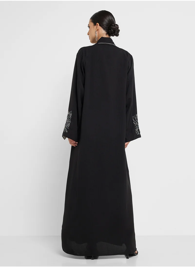 hayas closet Embellished Flared Sleeve Abaya