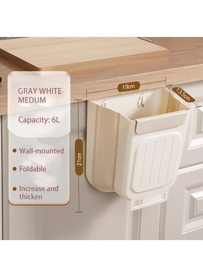 1pieces Wall Mounted Collapsible Kitchen Trash Can, Home Cabinet Door Hanging Storage Basket, Bathroom Paper Storage Basket, Home Decor, Housewarming Gifts, Room Decor - Image 1