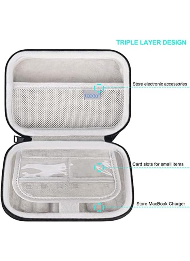 Lacdo Hard Carrying Case For Macbook Pro Air Magsafe Magsafe 2 Power Adapter Iphone12 12 Pro Charger Usb C Hub Type C Hub Earbuds Usb Cable Organizer Eva Protective Shockproof Travel Bag Black  - Image 3