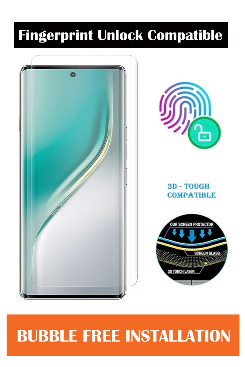 For Tecno Camon 40 Pro 5G - UV Advanced Premium Tempered Glass Screen Protector Guard , Full Adhesive UV Curved Case Friendly HD Clarity With Installation Kit - Image 3