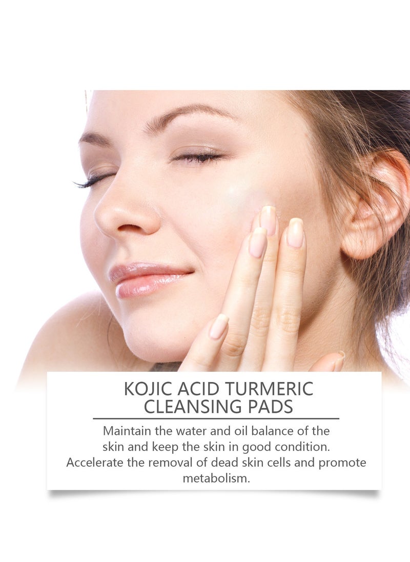40Pcs Kojic Acid and Turmeric Cleansing Pads, Turmeric Cleansing Pads Exfoliating Cleansing Facial Treatment