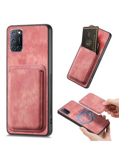 HuHa Case Cover For OPPO A52 / A72/ A92 Retro Leather Card Bag Magnetic Phone Case Pink 