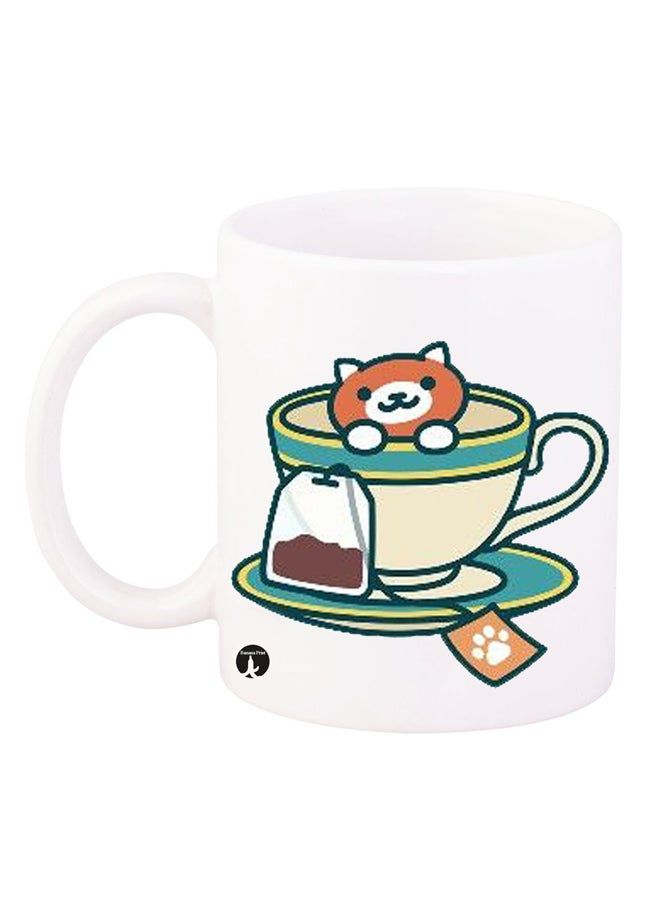 RKN A Cat Design Mug White/Blue/Yellow 12ounce - Image 1