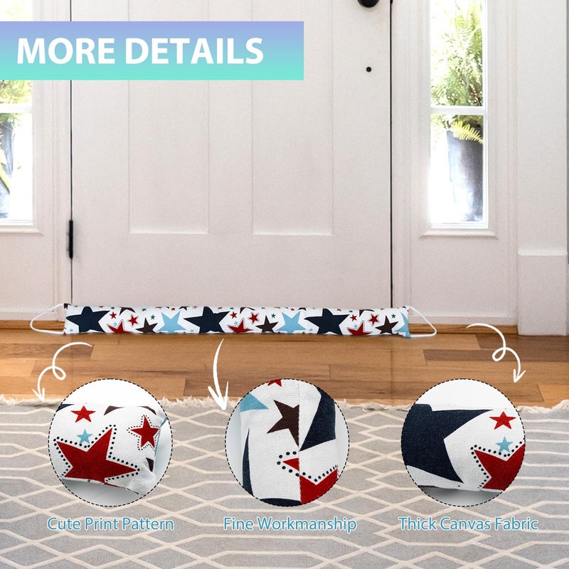SANFERGE Weighted Door Draft Stopper, 2 Pack 36 Inch Under Door Blocker, Bottom of Door Window Air Noise Light Gap Filler, Saving Energy Cartoon Print Canvas Cotton 2.2Lb - Image 5