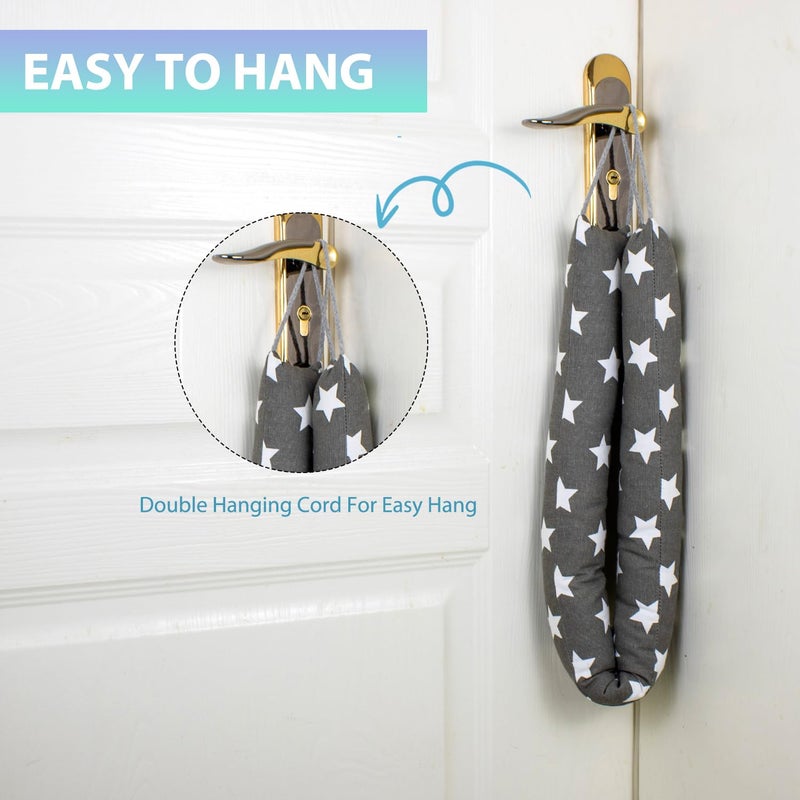 SANFERGE Weighted Door Draft Stopper, 2 Pack 36 Inch Under Door Blocker, Bottom of Door Window Air Noise Light Gap Filler, Saving Energy Cartoon Print Canvas Cotton 2.2Lb - Image 4