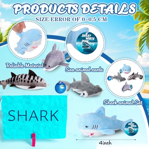 Blueweenly 16 Sets Shark Party Favors Mini Shark Stuffed Animal with Lanyard and Educational Cards Sea Animal Plush Bulk for Kids Ocean Party Gifts - Image 5