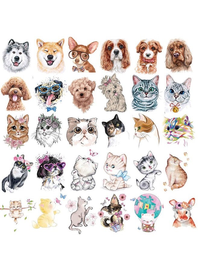 Ooopsiun 30 Pieces Animals Temporary Tattoos for Kids Women, Dogs Cats Waterproof Tattoos for Boys Girls - Image 1