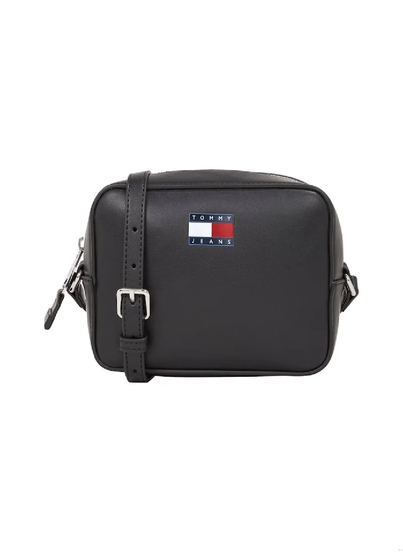 TOMMY JEANS Women's Must Crossover Camera Bag - Faux Leather, Black