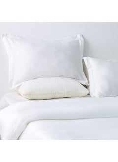 DANUBE HOME Serene 3 - Pieces Cotton King Duvet Cover Set Soft, Breathable, And Comfortable Bedding Elegant And Durable Duvet, Pillow Shams for a Luxurious Bedroom Makeover 220x230 cm, 50x75 cm - White  - Image 1