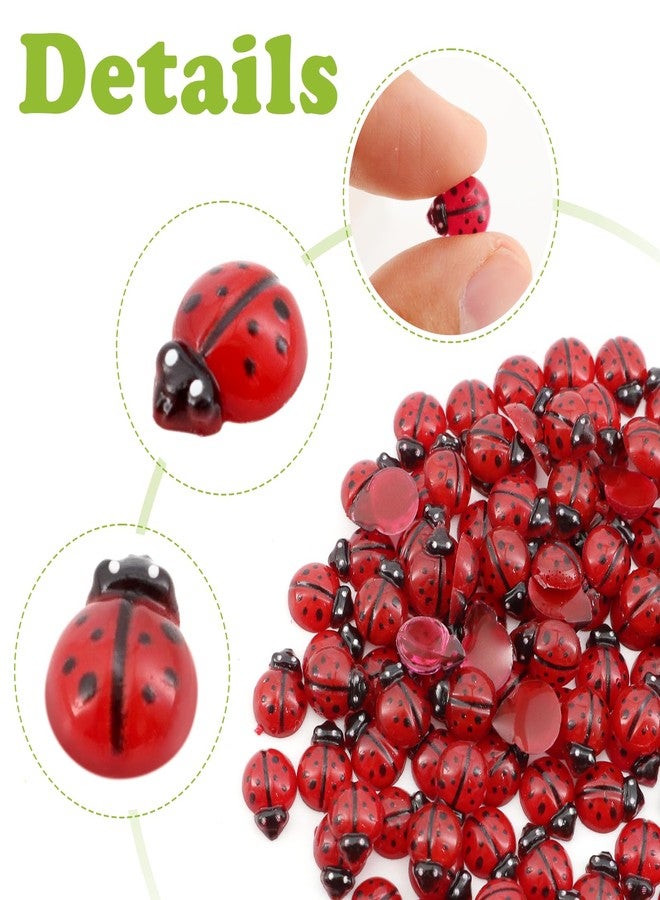QUPIVA 120PCS Mini Luminous Ladybug, Tiny Resin Ladybug Miniature Figurines, Glow in Dark Animals for Fairy Garden Dollhouse Micro Landscape Decor - Image 5