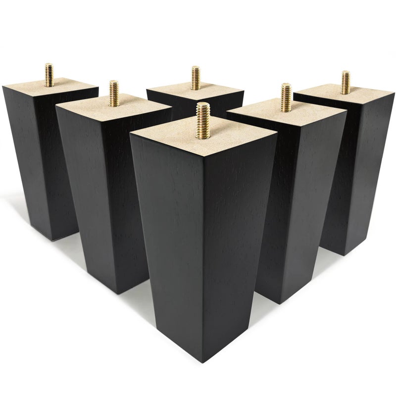 AORYVIC 6 inch Furniture Legs Black Couch Legs Set of 6 Ottoman Replacement Sofa Legs for Sectional Dresser Recliner Nightstand