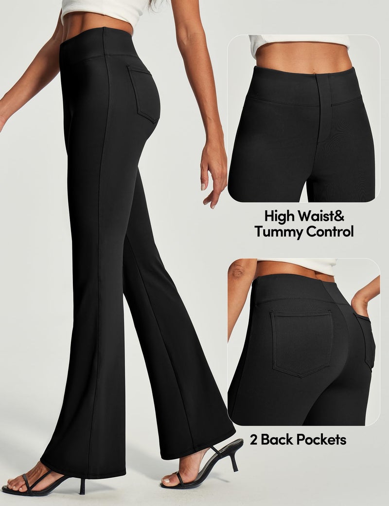 IUGA Womens Dress Pants Stretchy Work Pants Slacks Women Business Casual Bootcut High Waisted Pull On Trousers with Pockets Black - Image 5