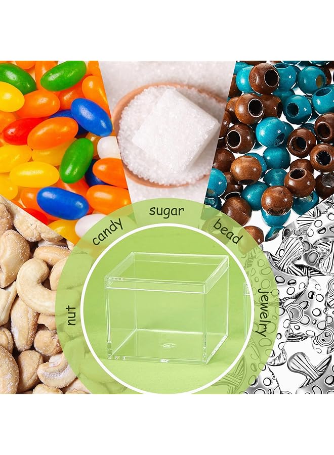 إيروريكس 8 قطع من البلاستيك الشفاف الأكريليكي المربع صندوق تخزين صغير حاويات مربعة صغيرة مع أغطية صندوق تخزين الحلوى للحبوب الحلوى والمجوهرات الصغيرة 2.2 × 2.2 × 1.8 بوصة - Image 4