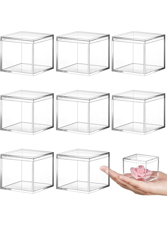 إيروريكس 8 قطع من البلاستيك الشفاف الأكريليكي المربع صندوق تخزين صغير حاويات مربعة صغيرة مع أغطية صندوق تخزين الحلوى للحبوب الحلوى والمجوهرات الصغيرة 2.2 × 2.2 × 1.8 بوصة - Image 1