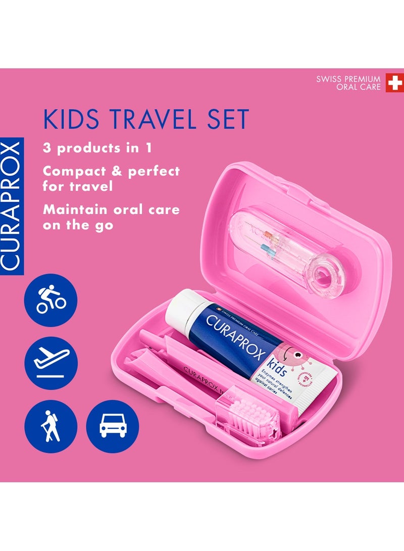 CURAPROX Kids Travel Set Pink 3 Pcs - Image 2