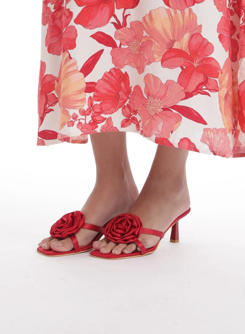 ZORIWORLD MUSE Satin Red Heels for Women 3 Inch Slim Heel for Casual & Party