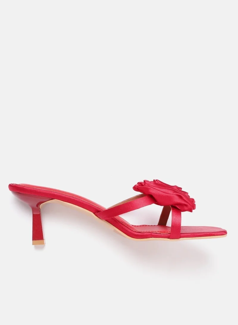 ZORIWORLD Red MUSE Satin Red Heels for Women 3 Inch Slim Heel for Casual & Party for Women | Best Price UAE