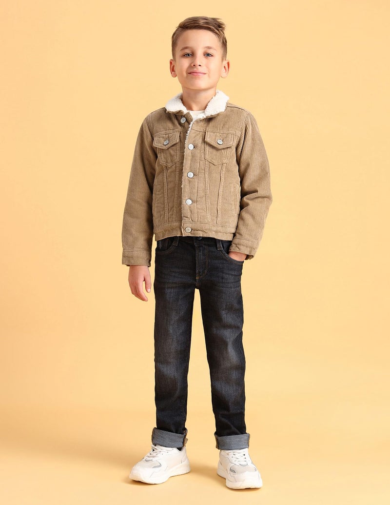 U.S. Polo Assn. Kids Regular fit Cotton Hooded Jackets (UKJCK0285_Beige_12M) - Image 4
