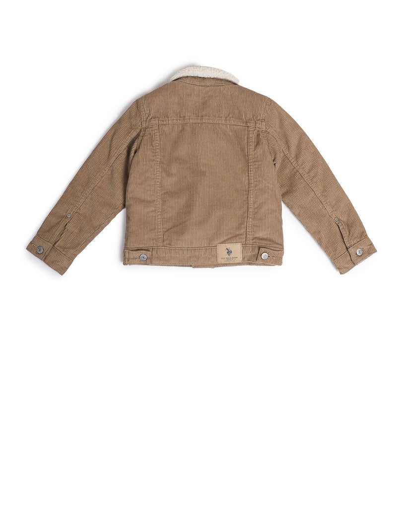 U.S. Polo Assn. Kids Regular fit Cotton Hooded Jackets (UKJCK0285_Beige_12M) - Image 1