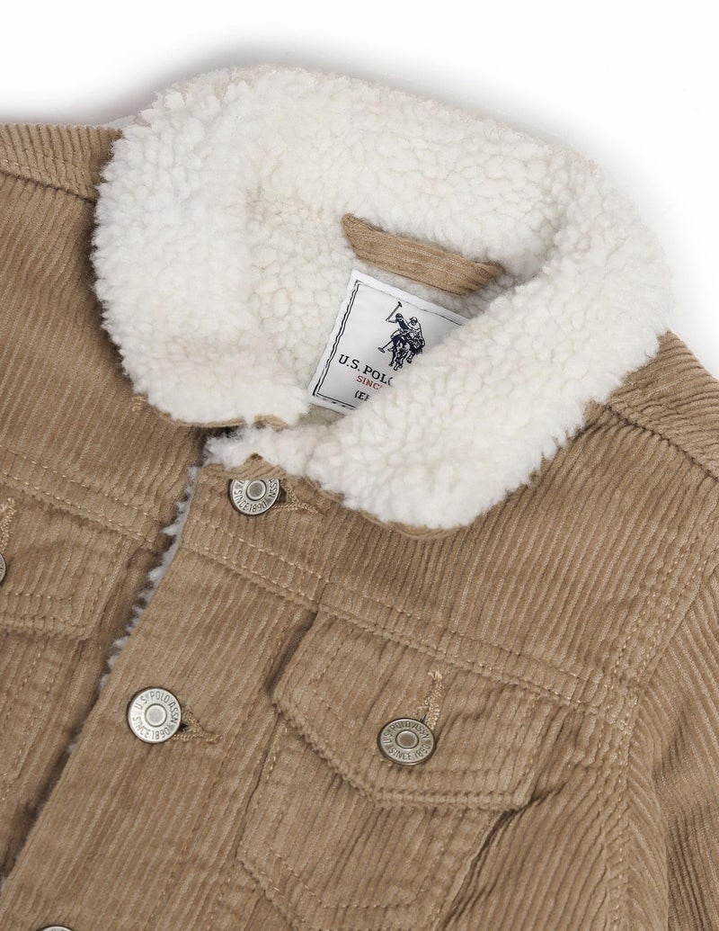 U.S. Polo Assn. Kids Regular fit Cotton Hooded Jackets (UKJCK0285_Beige_12M) - Image 3