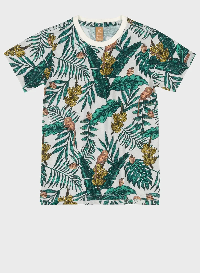 Up Baby Kids Tropical Print T-Shirt