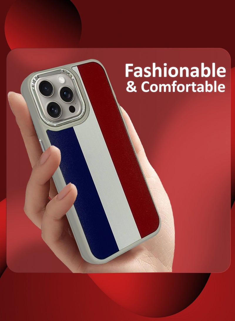 For iPhone 15 Pro Case Hard PC Protective Cover – Slim Shockproof Back Cover with Raised edges Camera Protection - France Flag Titanium - Image 3