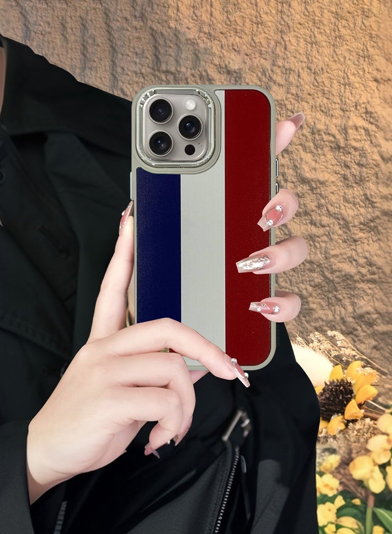 For iPhone 15 Pro Case Hard PC Protective Cover – Slim Shockproof Back Cover with Raised edges Camera Protection - France Flag Titanium - Image 4