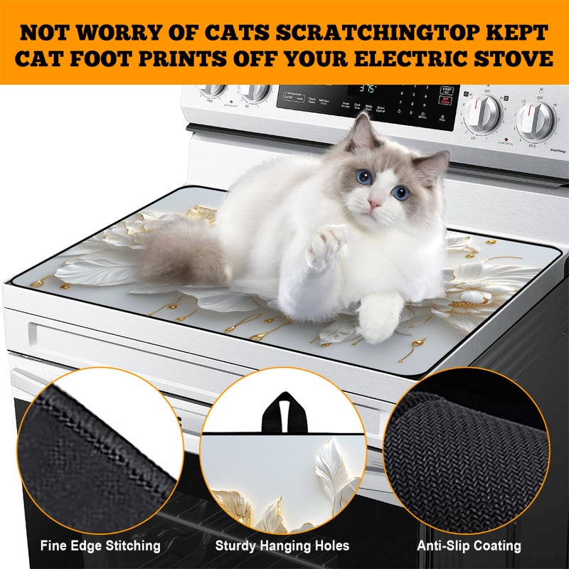 AOHMPT Multi-Design Stove Cover for Glass/Electric Stoves - 3-in-1 Heat-Resistant Protector Mat, Non-Slip Drying Rack 28"x20" - Image 4