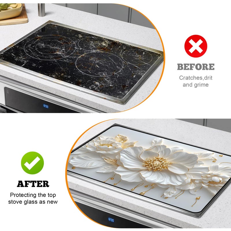 AOHMPT Multi-Design Stove Cover for Glass/Electric Stoves - 3-in-1 Heat-Resistant Protector Mat, Non-Slip Drying Rack 28"x20" - Image 5