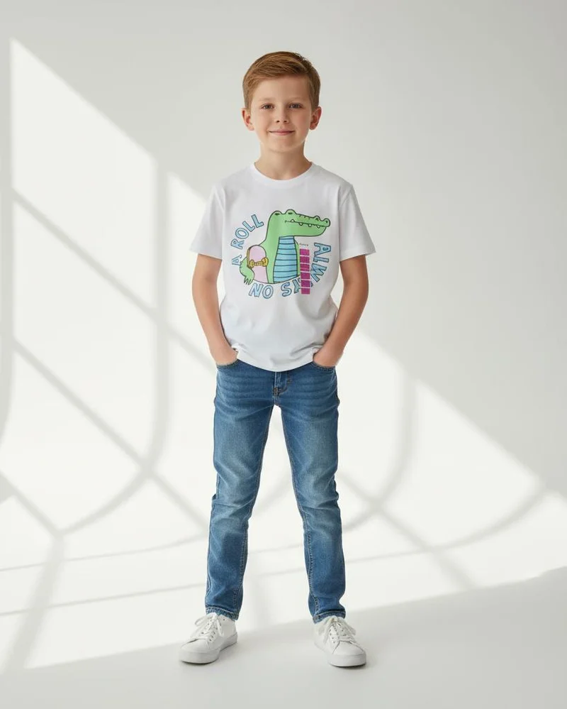 Redtag Boys Blue Printed T-Shirt