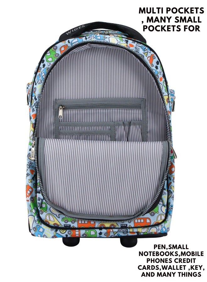 Wires 3 Piece Kids School Trolley Bag laptop compartment 2 Wheels With Lunch bag u0026 Pencil Case - Image 3