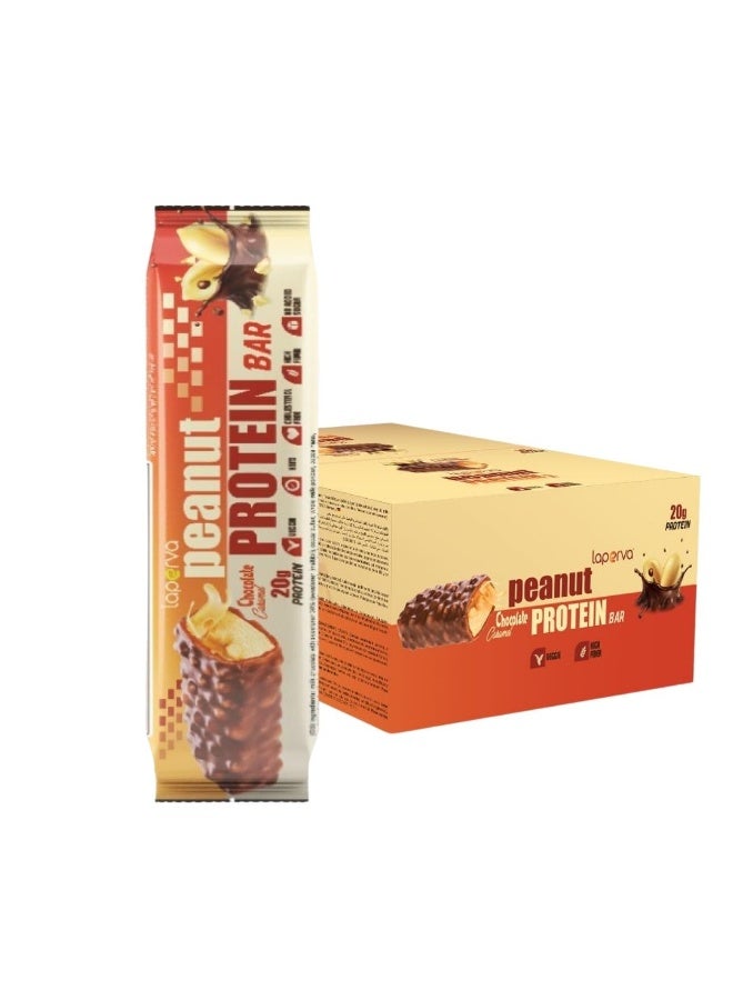 Laperva Peanut Protein Bar with Peanut Chocolate Caramel -60gm , Box of 12 Bars - Image 1
