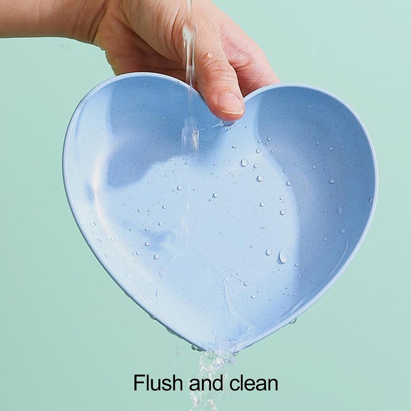 Eletree 10 pcUnbreakable Heart Shaped Dinner Plates Small Snack Dessert Dishes,Salad for Sushi Side Dish,Easy to Clean Cake,Steak,Household Seasoning Kitchen,Party,Microwave&Oven Safe (Blue) - Image 5