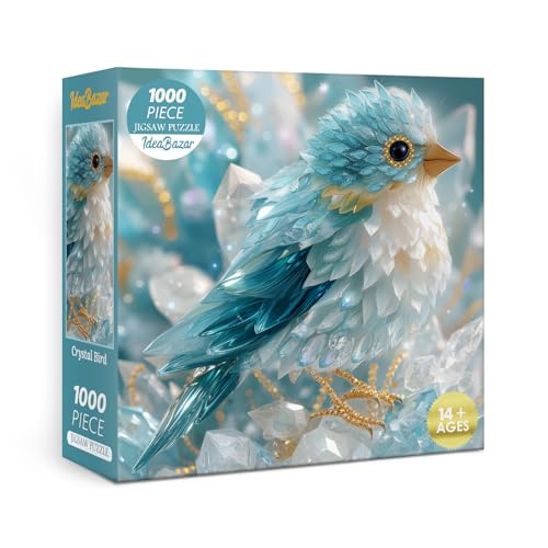 IdeaBazar 3D Crystal Bird Puzzles for Adults 1000 Pieces Art Cute Gem Animal Fun Jigsaw Puzzles Challenging Beautiful Wildlife Jewel Blue Puzzle - Image 1