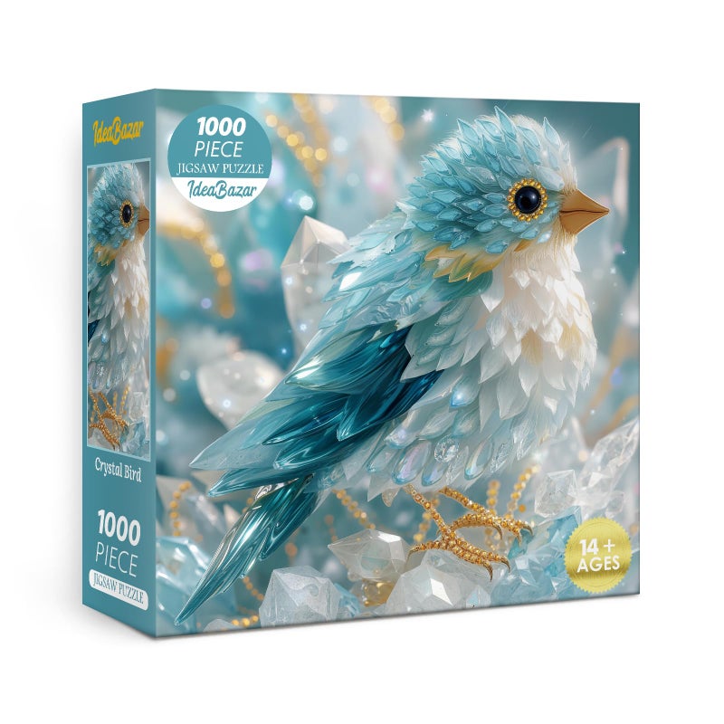IdeaBazar 3D Crystal Bird Puzzles for Adults 1000 Pieces Art Cute Gem Animal Fun Jigsaw Puzzles Challenging Beautiful Wildlife Jewel Blue Puzzle - Image 3